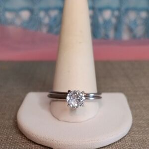 Uncas Silver Tone Fashion Wedding Ring Set Size 14 Vintage